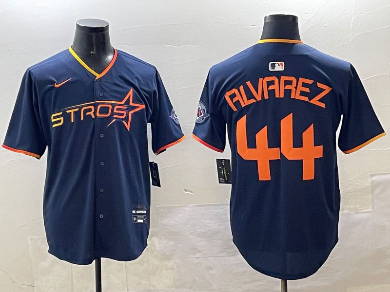 Men Houston Astros #44 Alvarez Drak Blue Three generations Joint Name 2025 Nike MLB Jersey style 1->houston astros->MLB Jersey